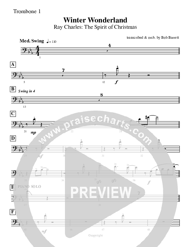 Winter Wonderland  Trombone 1 (Ray Charles)