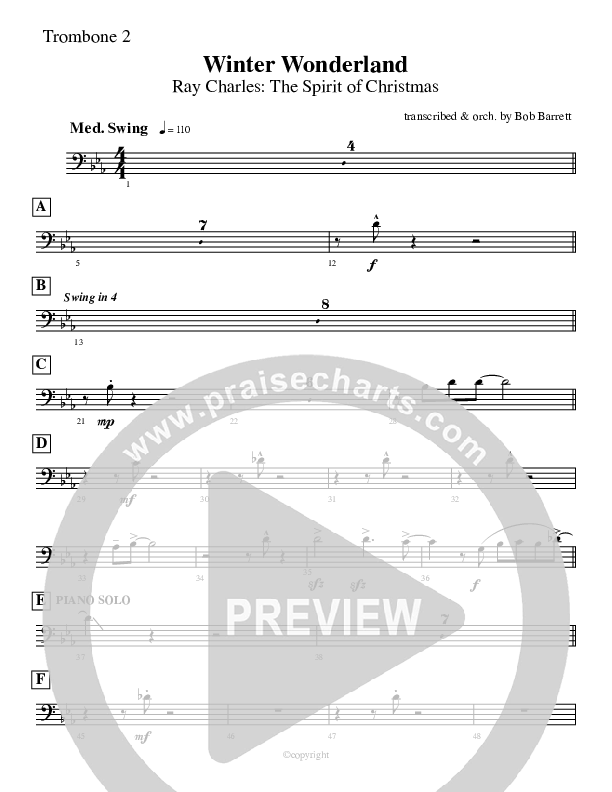 Winter Wonderland  Trombone 2 (Ray Charles)