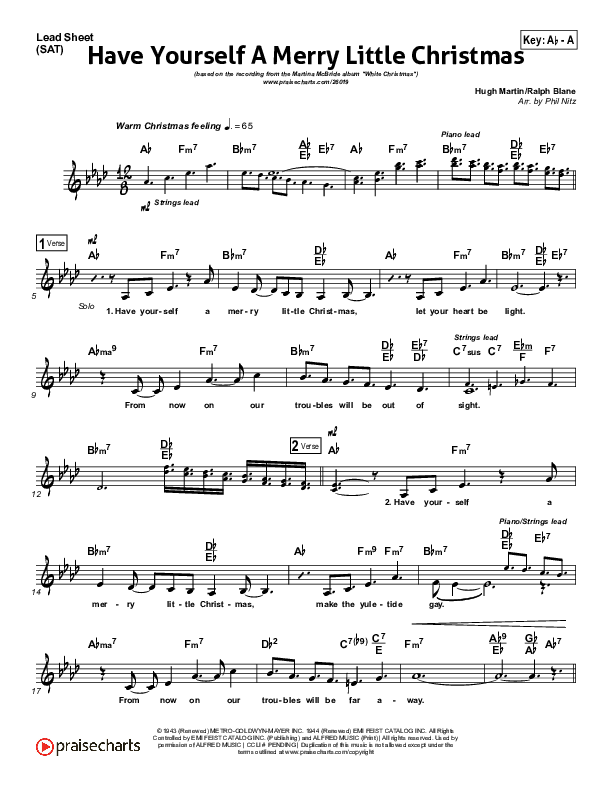 Have Yourself A Merry Little Christmas Lead Sheet (SAT) (Martina McBride)