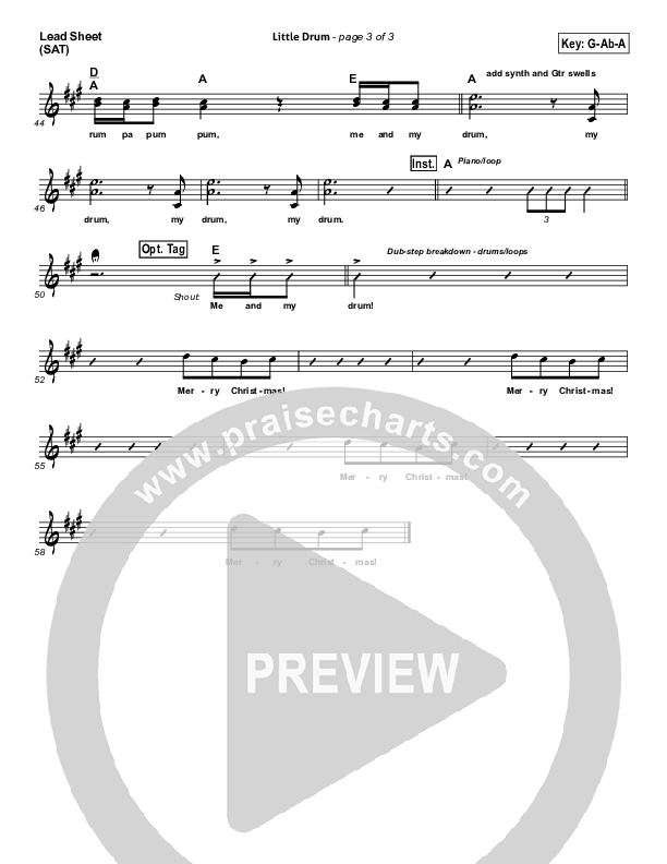 Little Drummer Boy Lead Sheet (TobyMac)