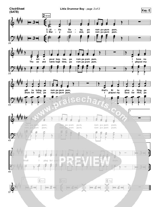 Little Drummer Boy Choir Vocals (SATB) (Jars Of Clay)
