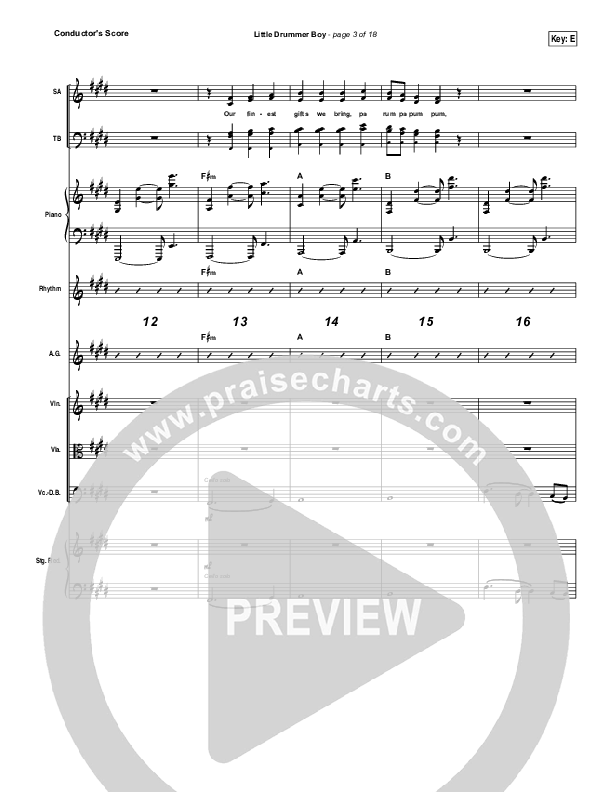 Little Drummer Boy Conductor's Score (Jars Of Clay)