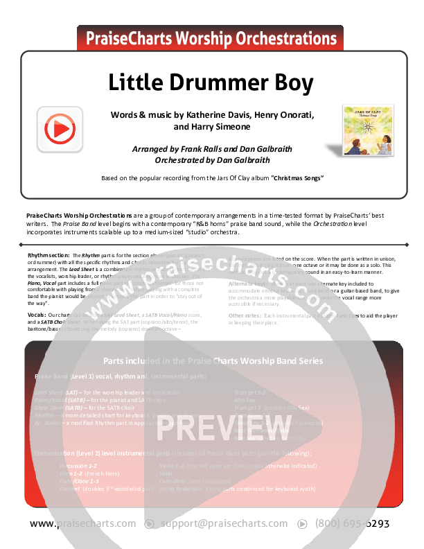 Little Drummer Boy Cover Sheet (Jars Of Clay)