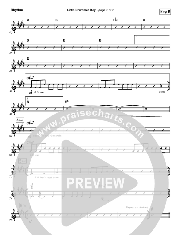 Little Drummer Boy Rhythm Chart (Jars Of Clay)