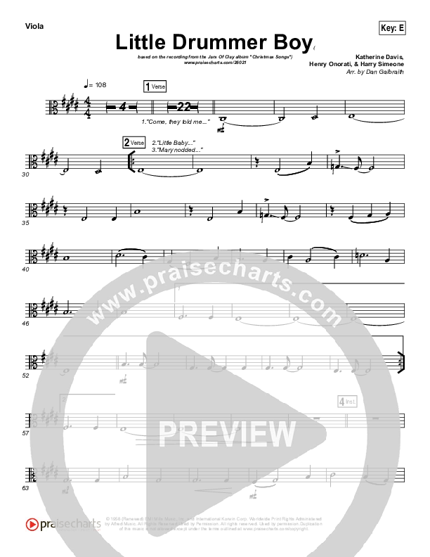 Little Drummer Boy Viola (Jars Of Clay)