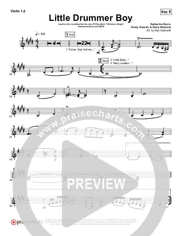 Little Drummer Boy Violin 1/2 (Jars Of Clay)