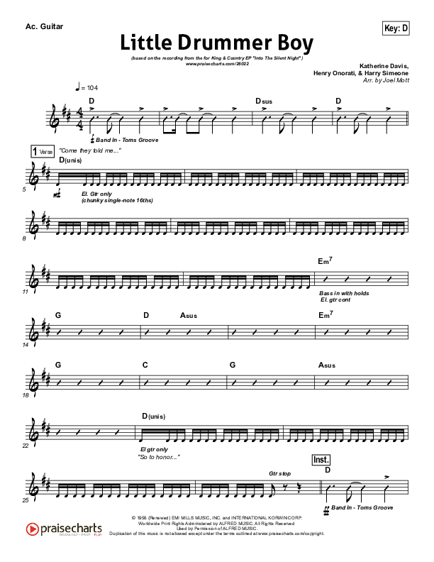 Little Drummer Boy Acoustic Guitar (for KING & COUNTRY)
