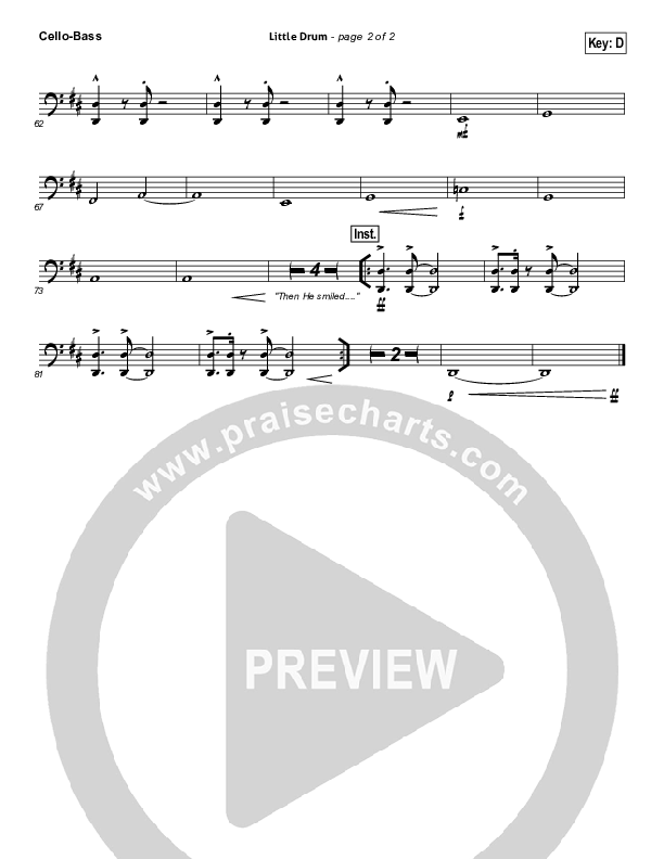 Little Drummer Boy Cello/Bass (for KING & COUNTRY)