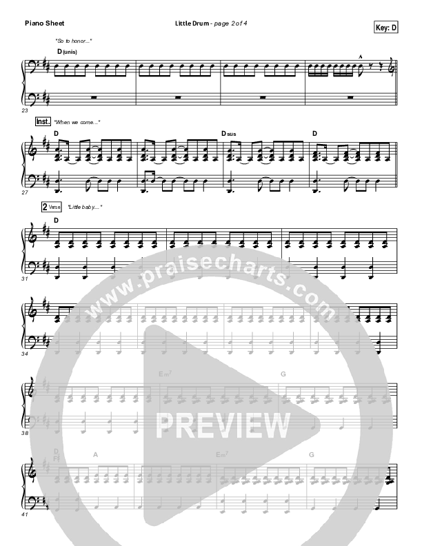 Little Drummer Boy Piano Sheet (for KING & COUNTRY)