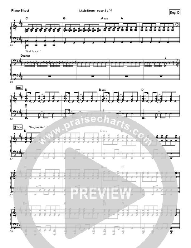 Little Drummer Boy Piano Sheet (for KING & COUNTRY)