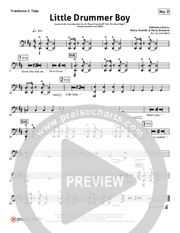 Little Drummer Boy Trombone 3/Tuba (for KING & COUNTRY)