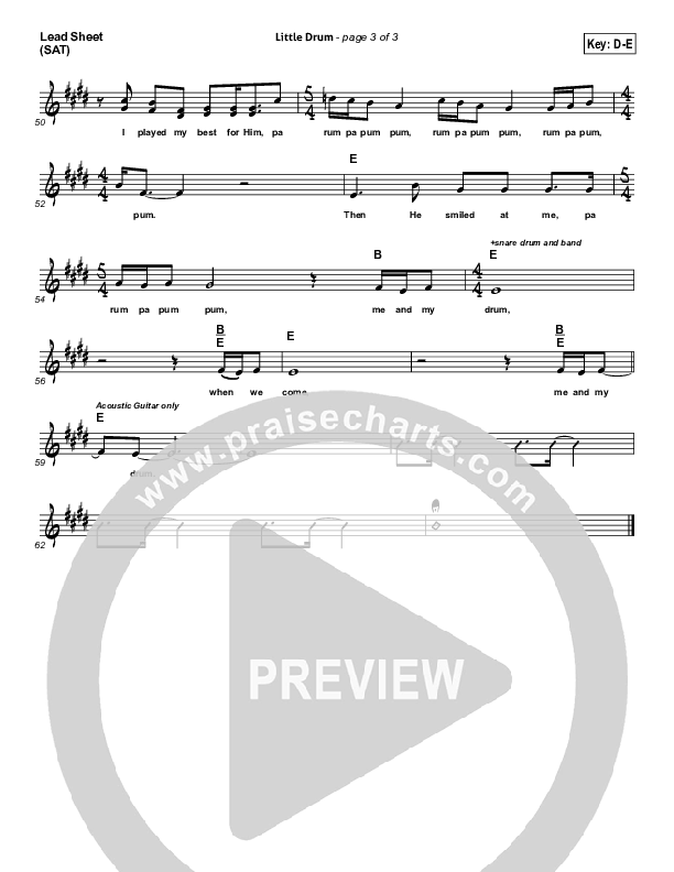 Little Drummer Boy Lead Sheet (SAT) (Josh Groban)