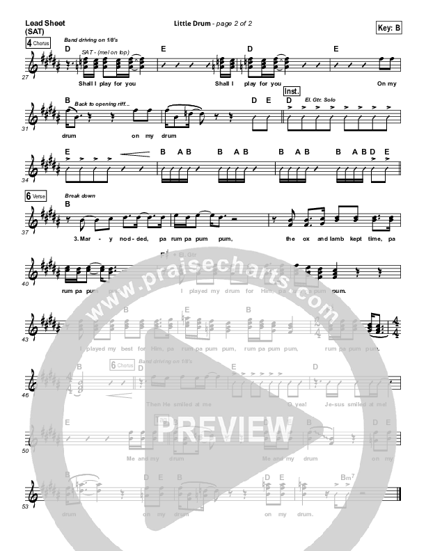 Little Drummer Boy Lead Sheet (SAT) (Audio Adrenaline)