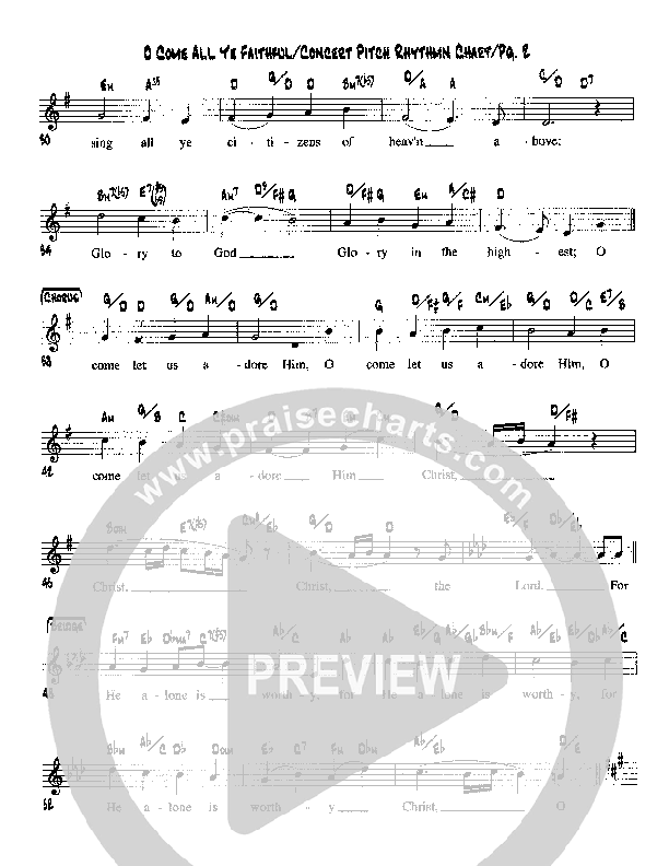O Come All Ye Faithful Lead Sheet (Martha Munizzi)