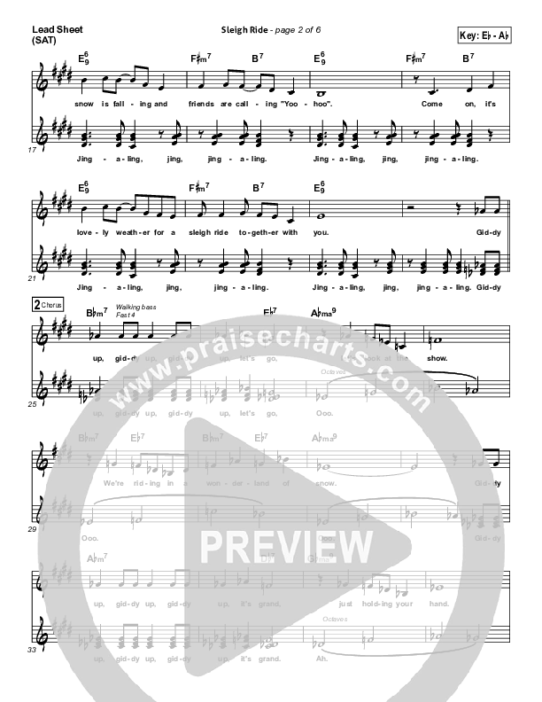 Sleigh Ride Lead Sheet (SAT) (Andy Williams)