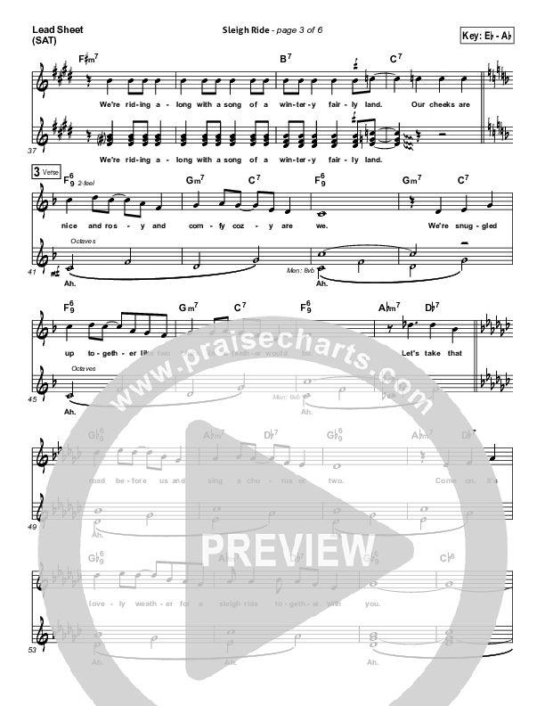 Sleigh Ride Lead Sheet (Andy Williams)