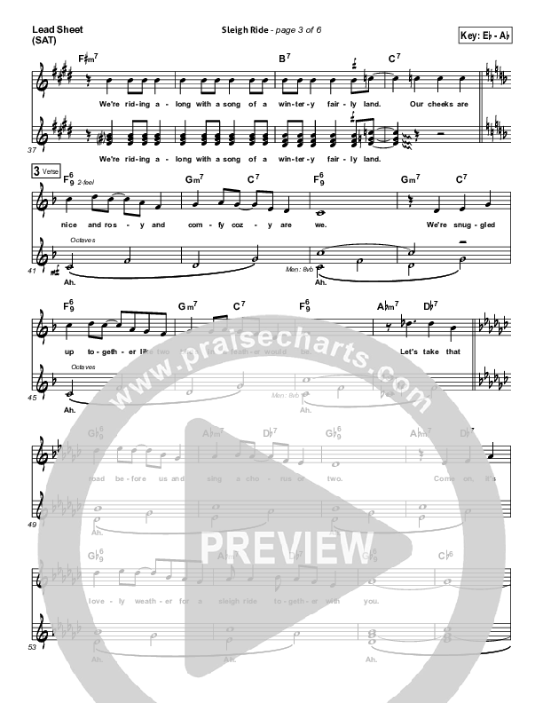 Sleigh Ride Lead Sheet (SAT) (Andy Williams)