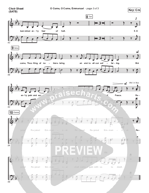 O Come O Come Emmanuel Choir Sheet (SATB) (Sovereign Grace)