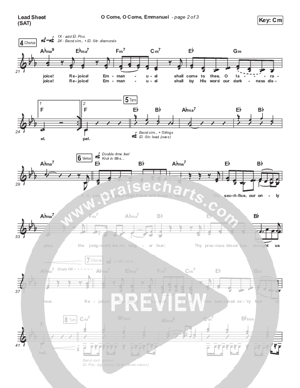 O Come O Come Emmanuel Lead Sheet (SAT) (Sovereign Grace)