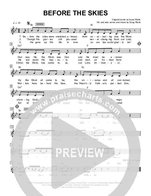 Before The Skies Lead Sheet (Sovereign Grace)