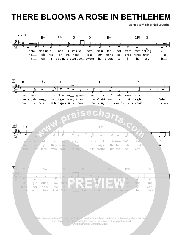 There Blooms A Rose In Bethlehem Lead Sheet (Sovereign Grace)