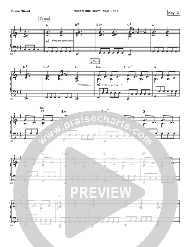 Prepare Him Room Piano Sheet (Sovereign Grace)