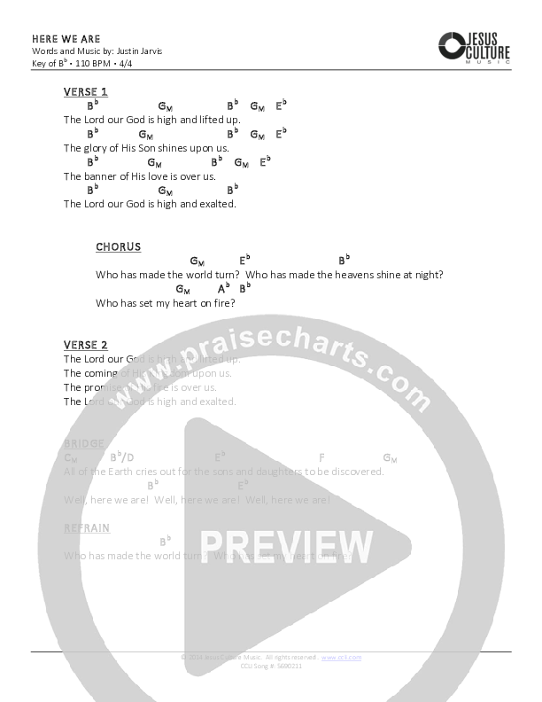 Here We Are Chords & Lyrics (Justin Jarvis)