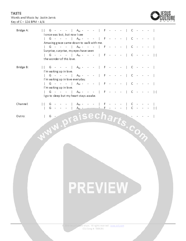 Taste Chords & Lyrics (Justin Jarvis)