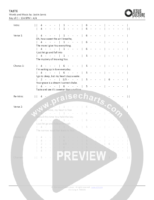 Taste Chords & Lyrics (Justin Jarvis)