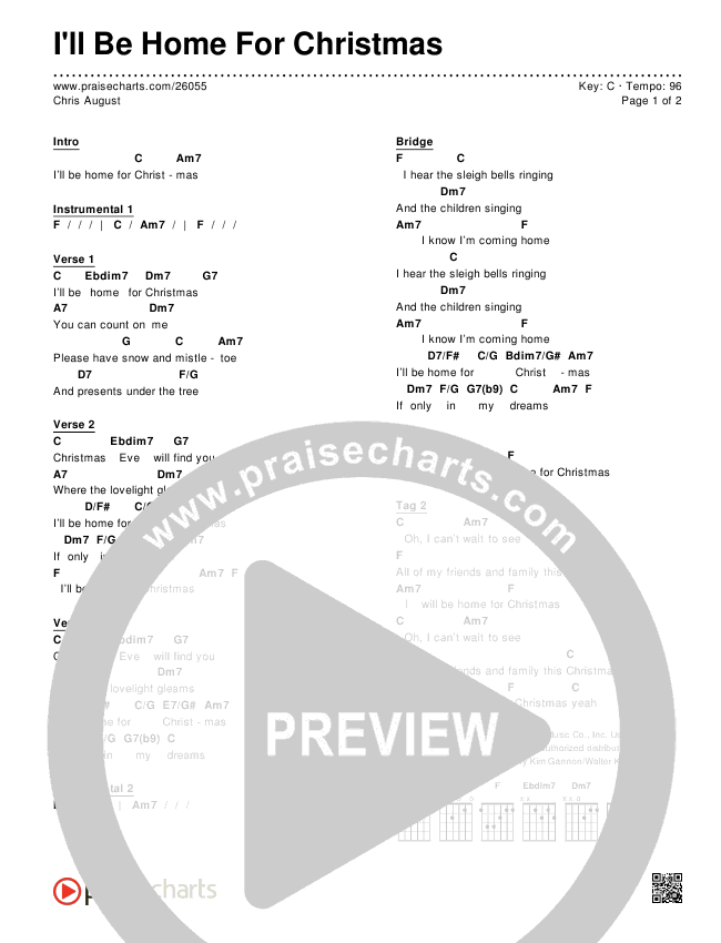 I'll Be Home For Christmas Chords & Lyrics (Chris August)