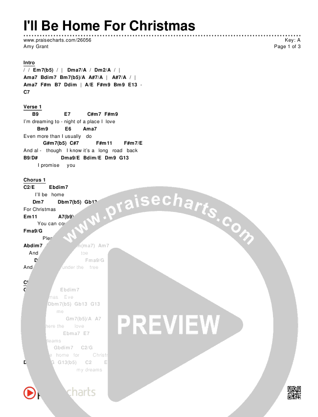 I'll Be Home For Christmas Chords & Lyrics (Amy Grant)