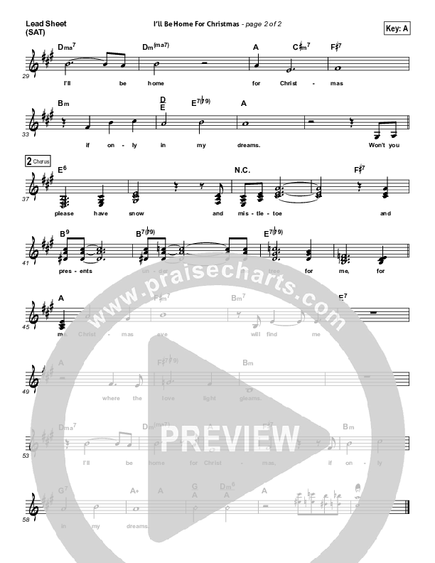 I'll Be Home For Christmas Lead Sheet (Frank Sinatra)