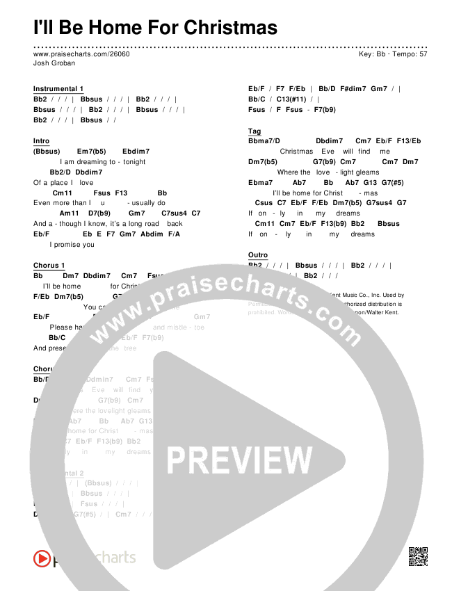 I'll Be Home For Christmas Chords & Lyrics (Josh Groban)