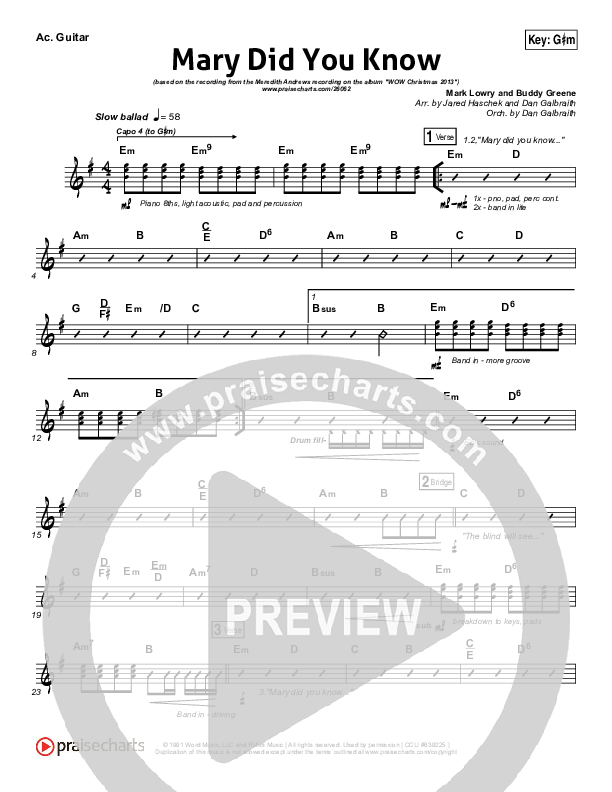 Mary Did You Know Rhythm Chart (Meredith Andrews)