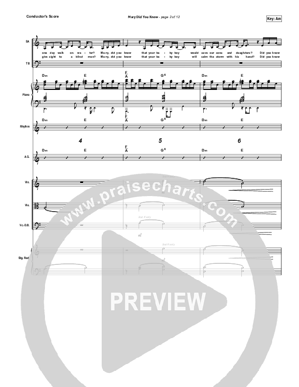 Mary Did You Know Conductor's Score (Meredith Andrews)
