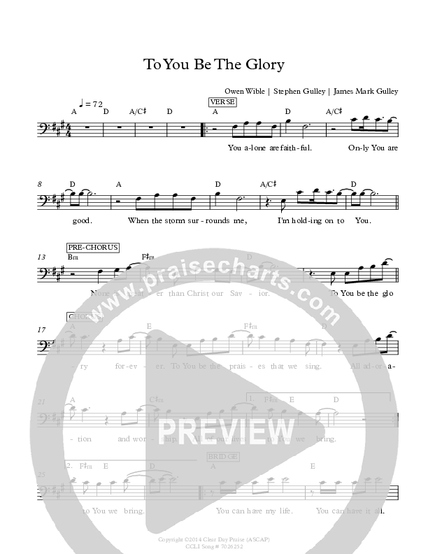 To You Be The Glory Lead Sheet (Antioch Live)