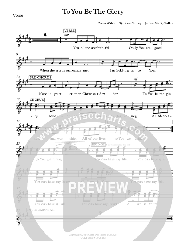 To You Be The Glory Lead Sheet (SAT) (Antioch Live)