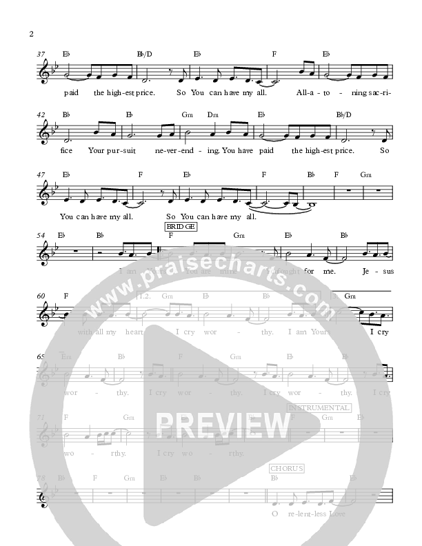 Relentless Love Lead Sheet (Antioch Live)