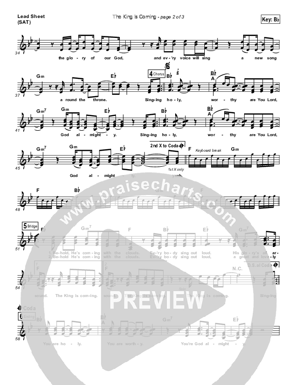 The King Is Coming Lead Sheet (Mitch Langley)