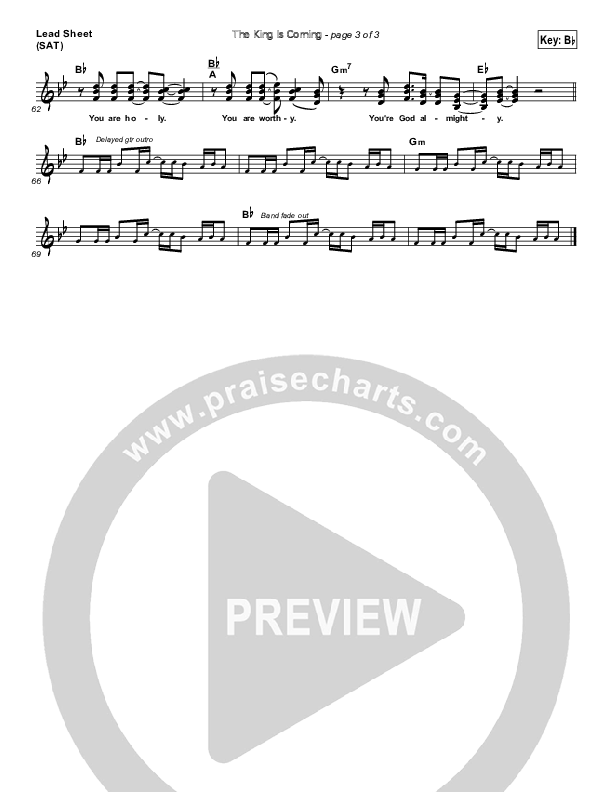 The King Is Coming Lead Sheet (SAT) (Mitch Langley)