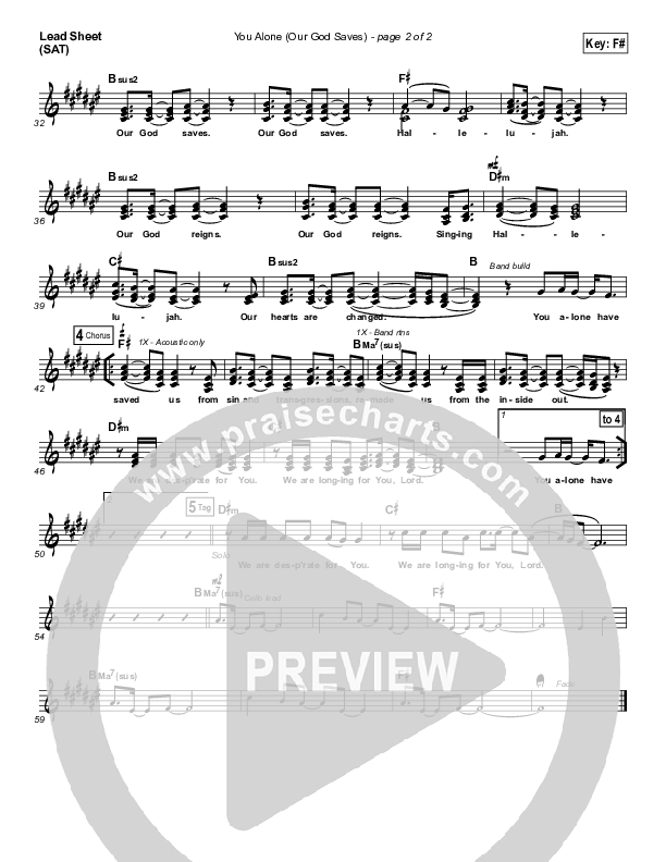 You Alone (Our God Saves) Lead Sheet (SAT) (Mitch Langley)
