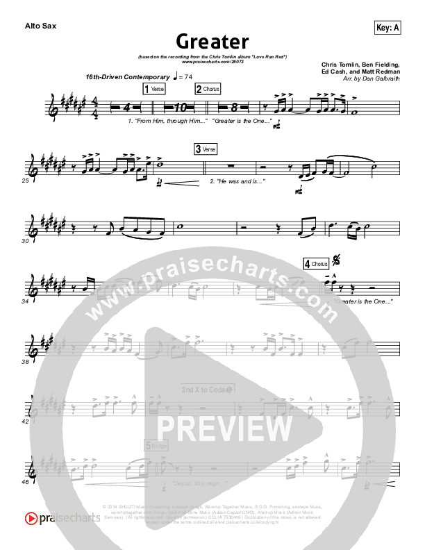 Greater Alto Sax (Chris Tomlin)