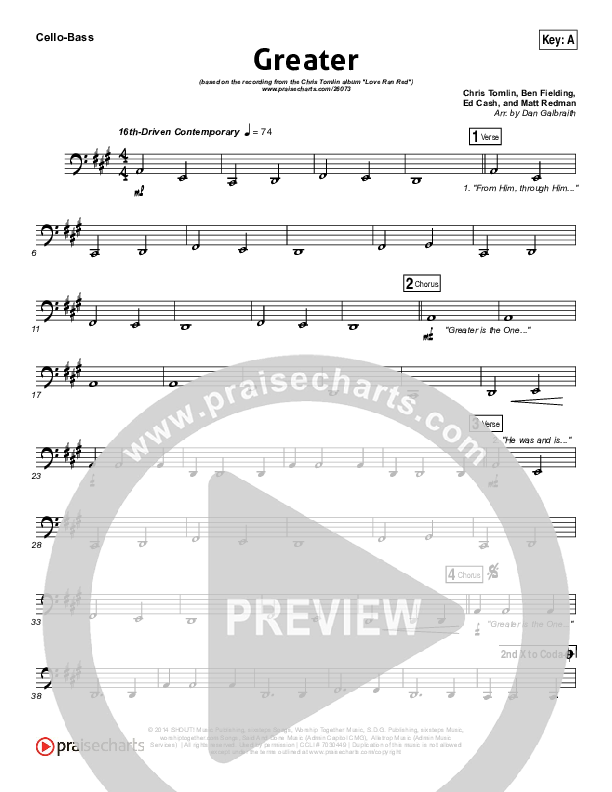 Greater Cello/Bass (Chris Tomlin)