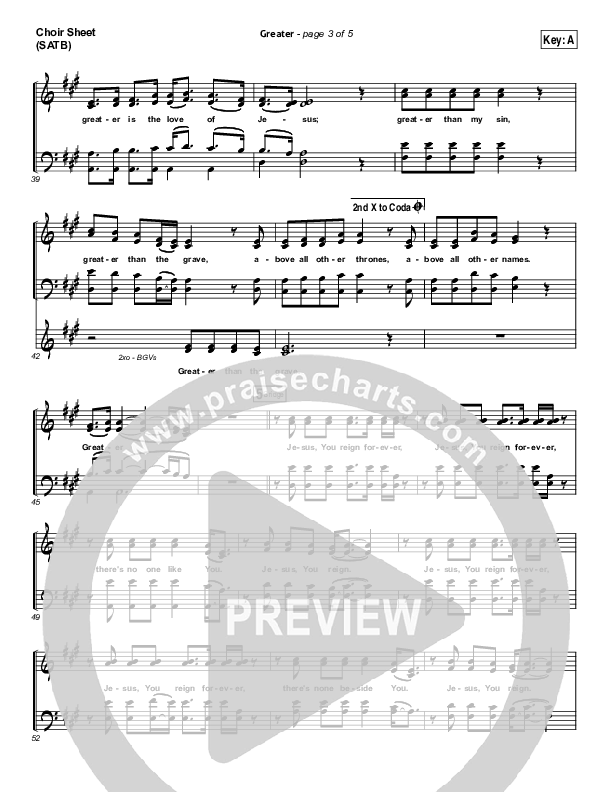 Greater Choir Sheet (SATB) (Chris Tomlin)