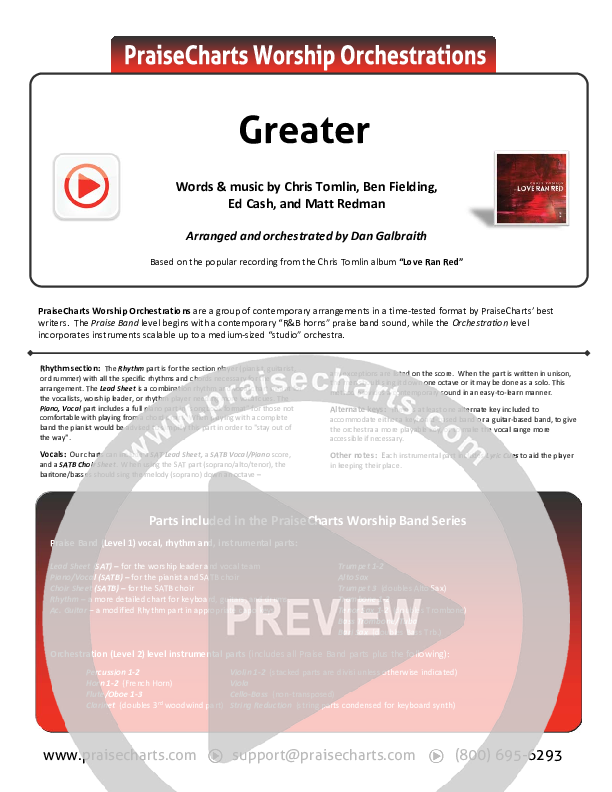 Greater Cover Sheet (Chris Tomlin)