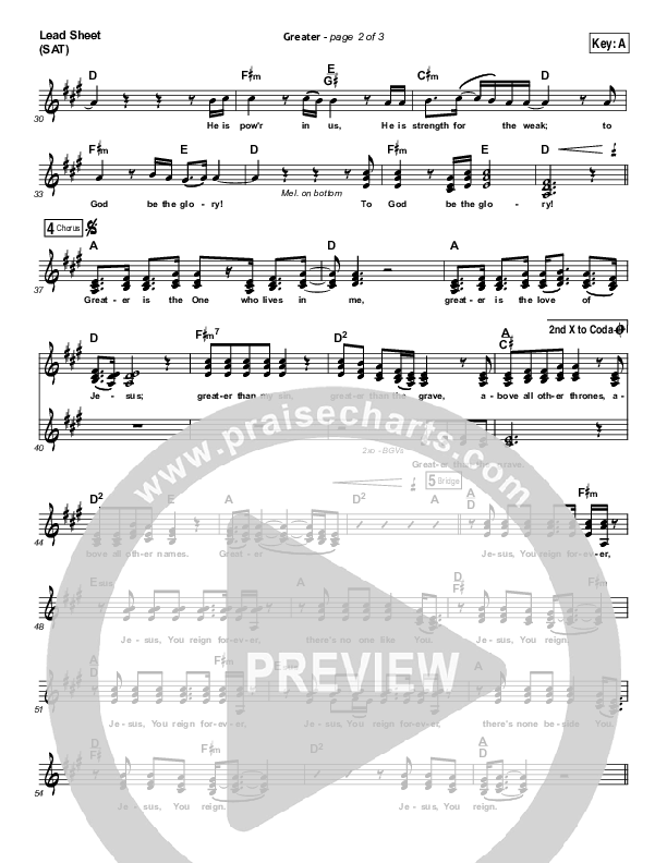 Greater Lead Sheet (SAT) (Chris Tomlin)