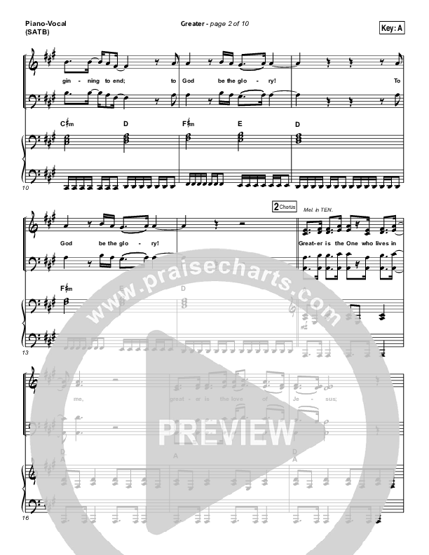 Greater Piano/Vocal (SATB) (Chris Tomlin)