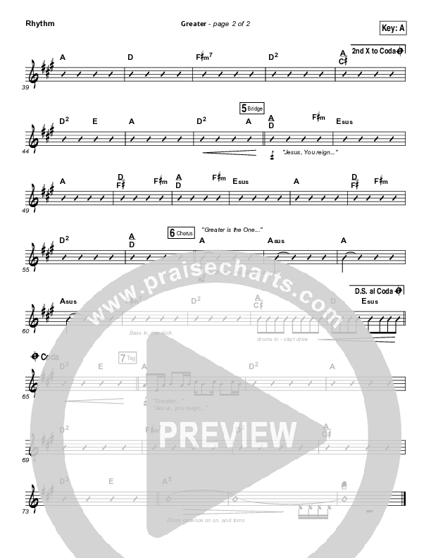 Greater Rhythm Chart (Chris Tomlin)