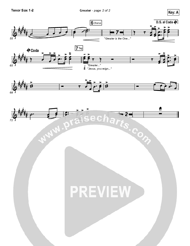 Greater Tenor Sax 1/2 (Chris Tomlin)