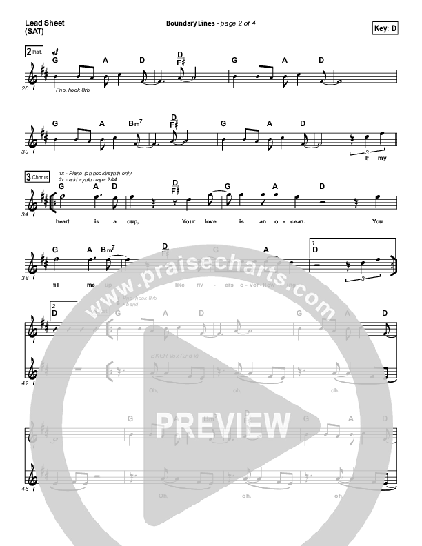 Boundary Lines Lead Sheet (Chris Tomlin)